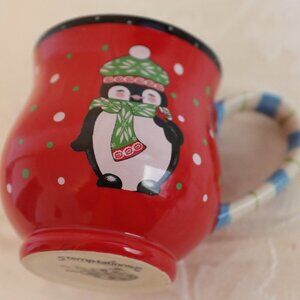 Temp-tations By Tara Winter Whimsy Christmas Mug Red W/ Penguin 16 Oz Coffee Cup